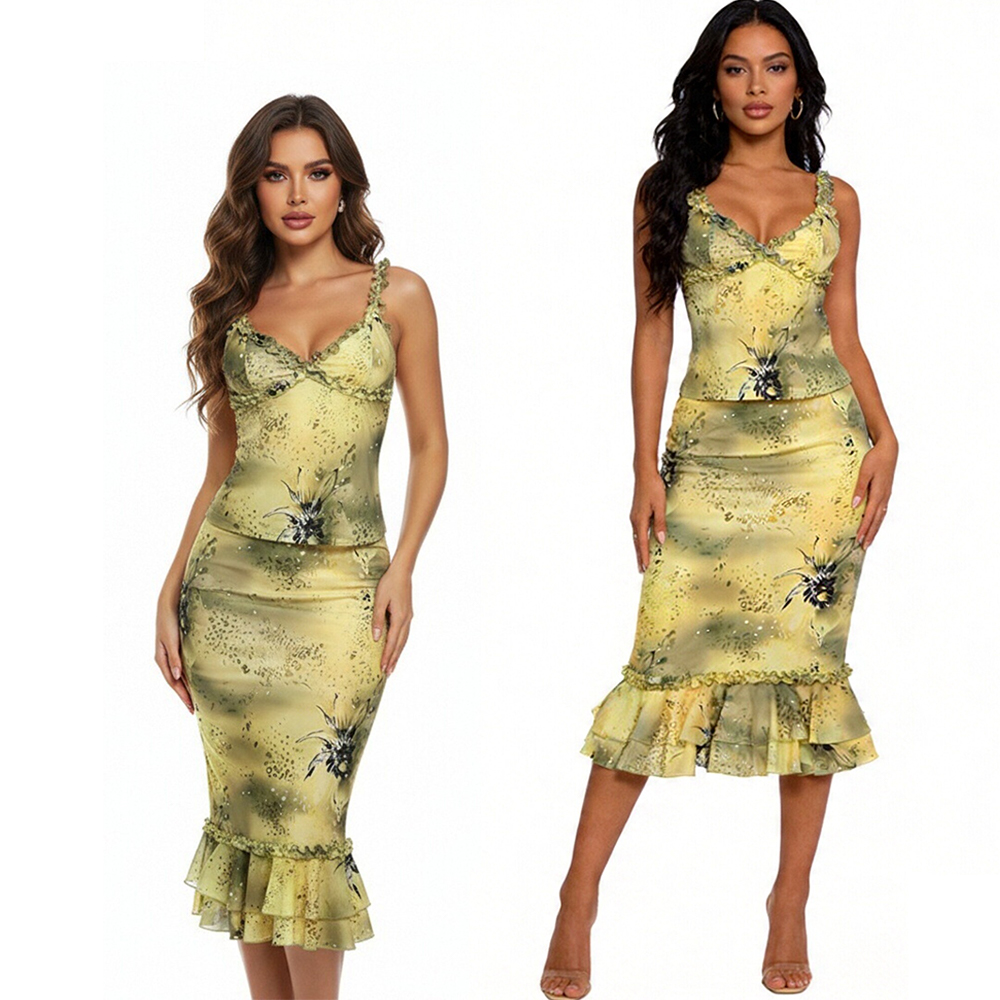 Kadınlar İçin 2 Parçalı Çiçek  - Midi Skirt Floral incelemesi ve fiyatı