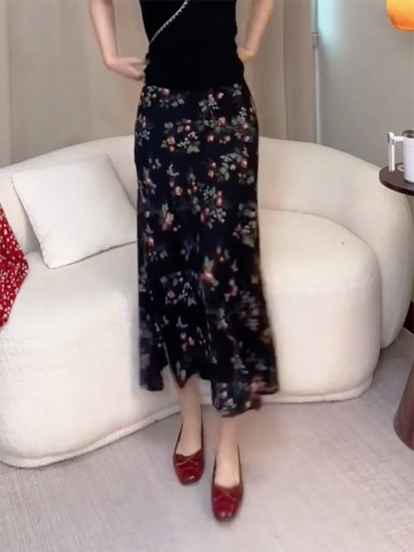 Yaz Yeni Yüksek Bel Çiçek Bask - Midi Skirt Floral incelemesi ve fiyatı