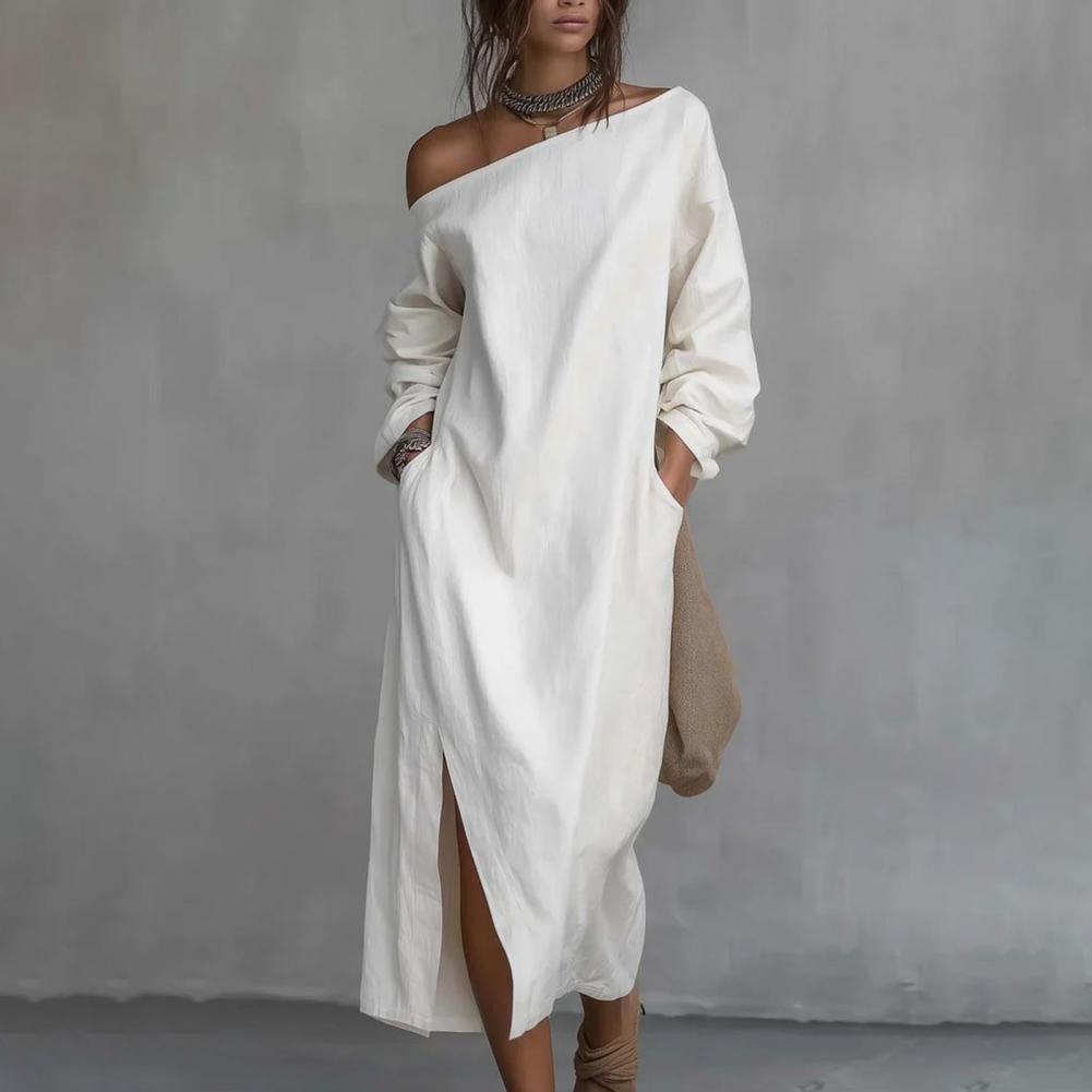 Kadın Tek Omuzlu Uzun Kollu Ma - Linen Dress Wrap incelemesi ve fiyatı