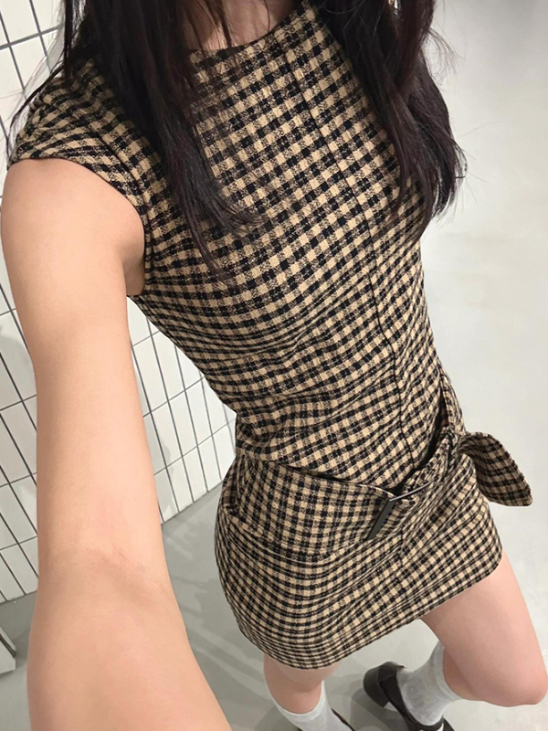 Retro Kore Ekose Zayıflama Yel - Linen Dress Wrap incelemesi ve fiyatı