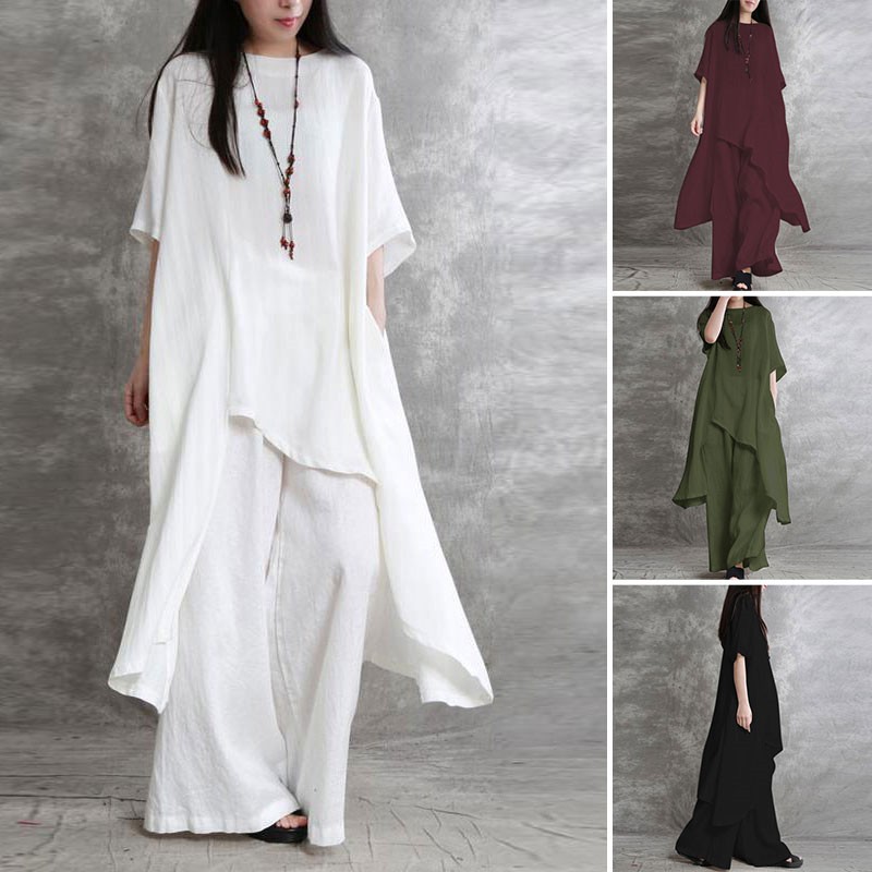 Kadın pamuk keten 2-piece setl - Linen Pant Wide incelemesi ve fiyatı