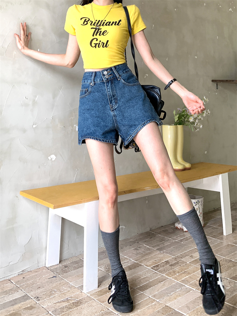 Kadınlar için mavi denim şort, - Shorts Denim Frayed incelemesi ve fiyatı
