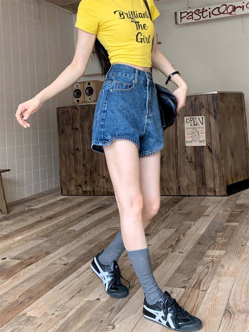 Kadınlar için mavi denim şort, - Shorts Denim Frayed incelemesi ve fiyatı